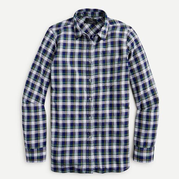 J.Crew Button Down Shirt Plaid Flannel Classic Fit Boyfriend Preppy US 00 NWT - Picture 1 of 14